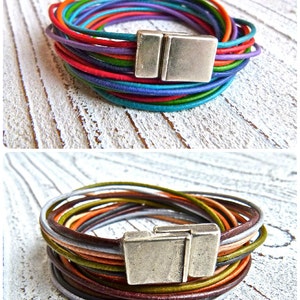 Set Leather bracelet #97, Ladies bracelet, handmade jewelry, Multi-strand, Bracelet to wrap, brown colorful, Boho Chic, Goat leather,Women, bild 1