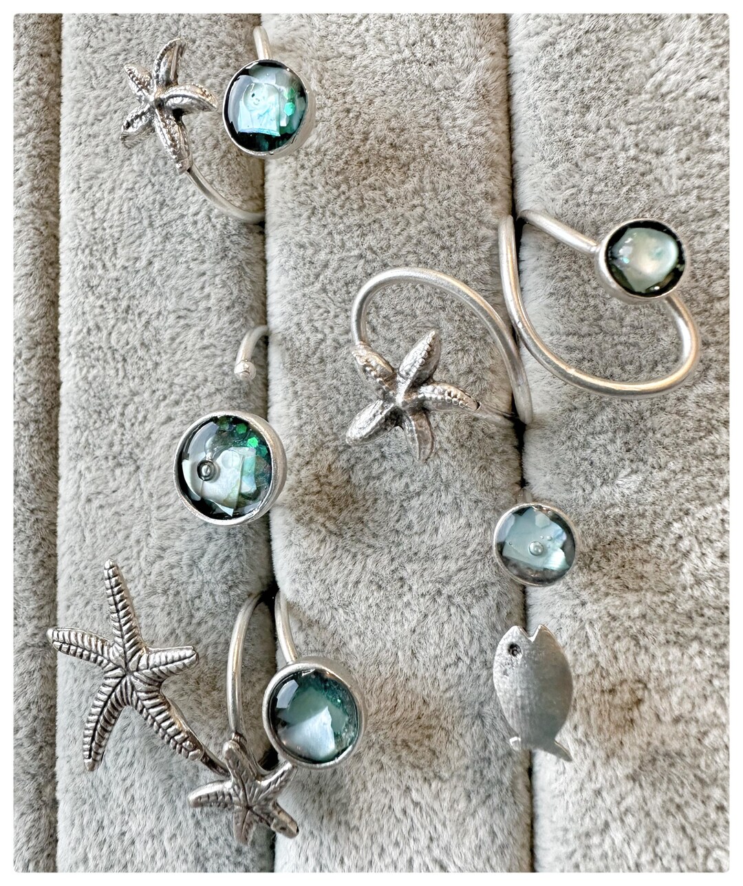 Ring Ladies Silver Maritime With Shell Splinters in Turquoise Green ...