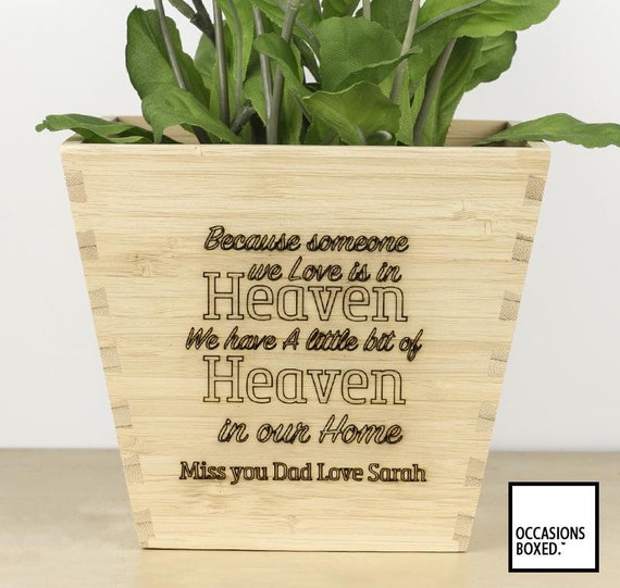 Personalised Wooden Engraved Plant Pot Memorial Plant Pot Etsy