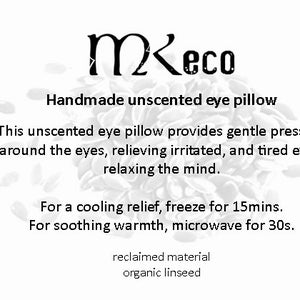 Unscented linseed, relaxing eyes pillow, handmade, organic, reclaimed fabric, zero waste, yoga eye bag image 3