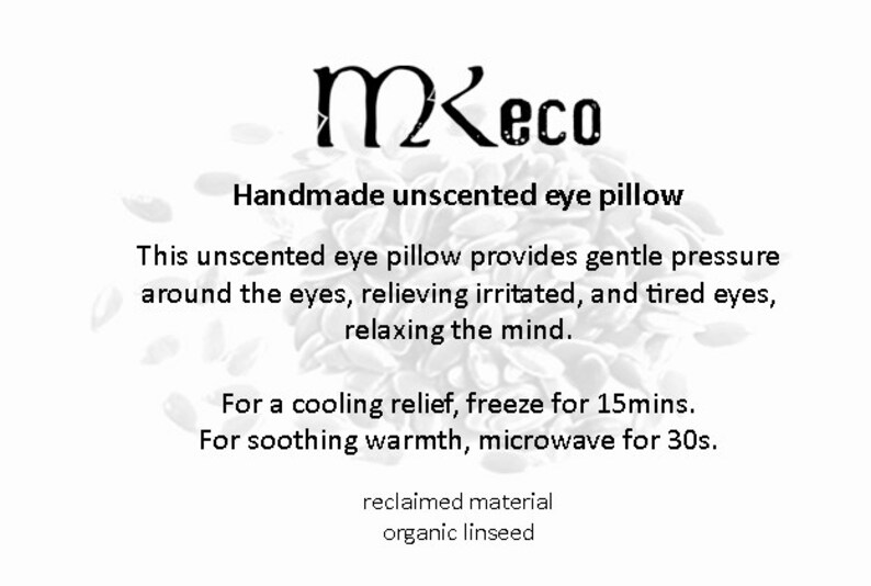 Unscented linseed, relaxing eyes pillow, handmade, organic, reclaimed fabric, zero waste, yoga eye bag image 3