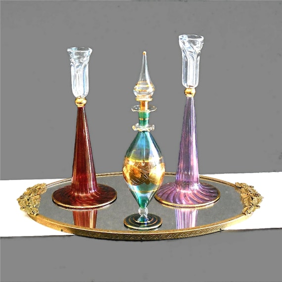 Blown Egyptian Glass Candle Stick Holder & Perfume Bottle CHOICE