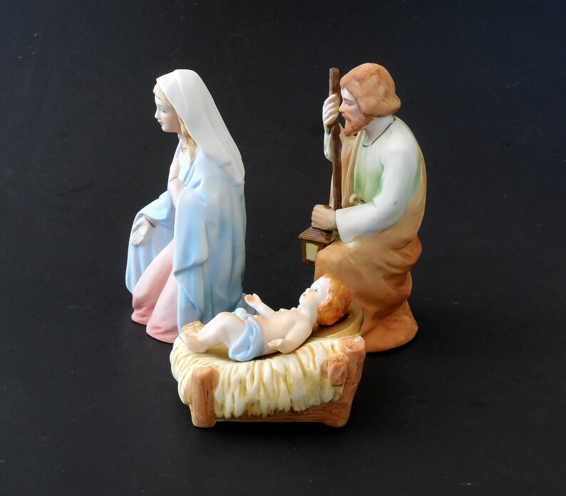 Homco Nativity Set Figurines 5599 Home Interiors Religious Creche Manger Figures Mary Joseph Baby Jesus Excellent Condition