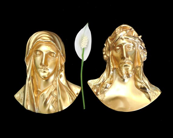Jesus and Mary Gold Wall Art Sculpture 2 Pcs. Heavy Metal - Etsy