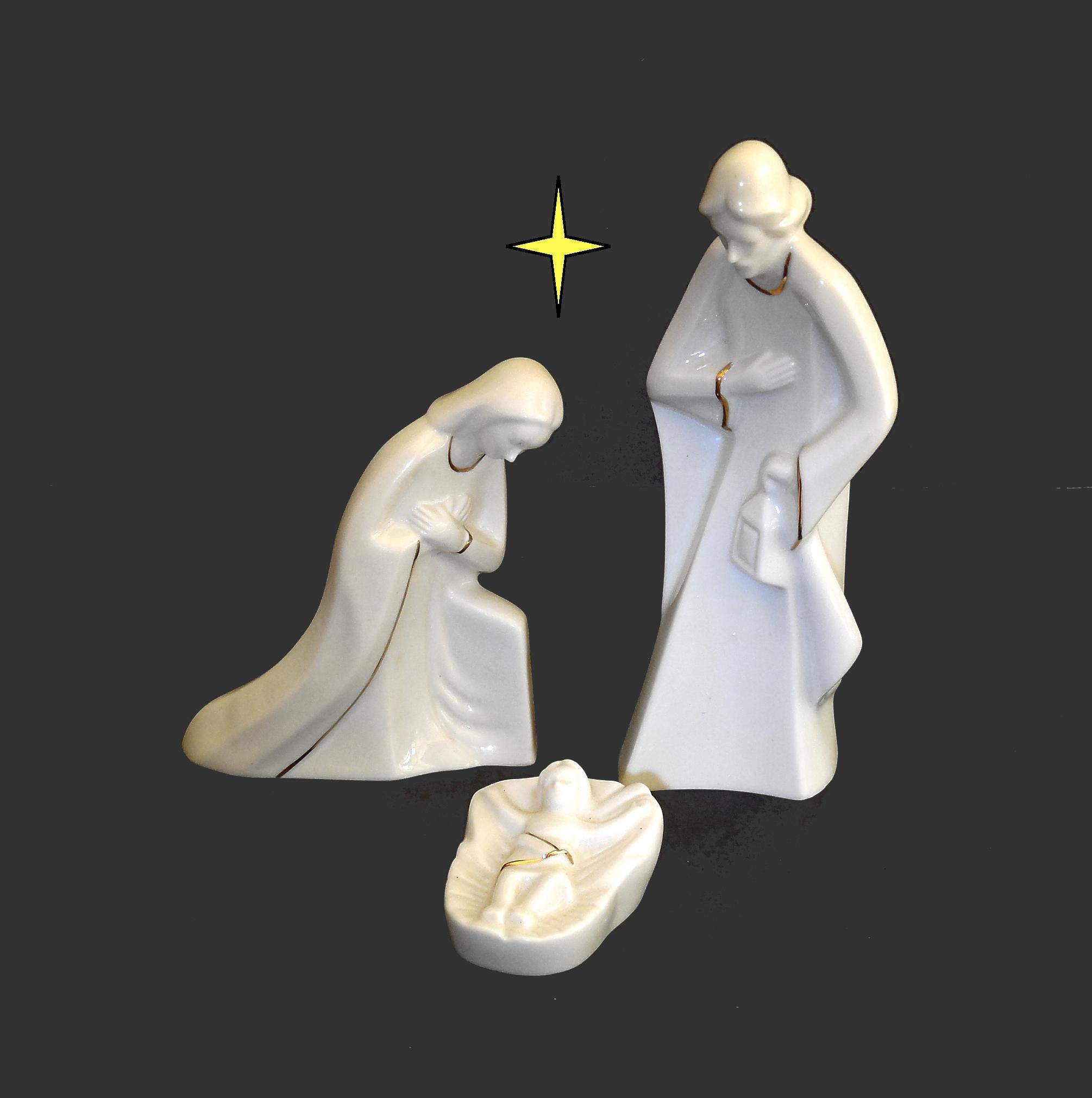 Porcelain and Gold Nativity Set - Etsy