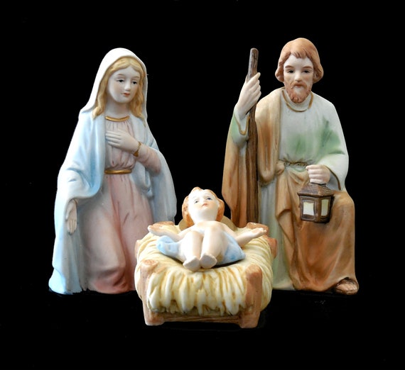 Homco Nativity Set Figurines 5599 Home Interiors Religious Creche Manger Figures Mary Joseph Baby Jesus Excellent Condition