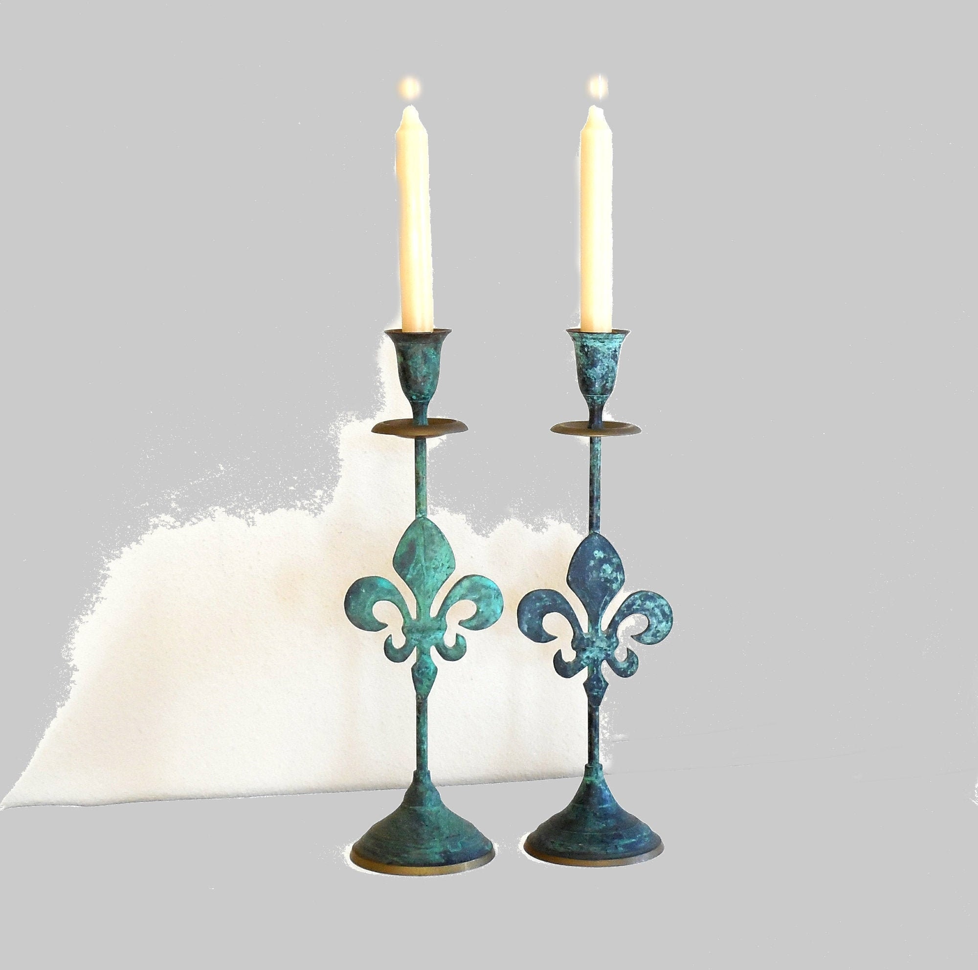 Fleur De Lis Candle Holder Pair 14 1/2 in. Tall Faux French Etsy