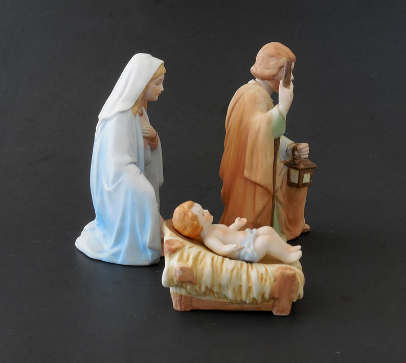 Homco Nativity Set Figurines 5599 Home Interiors Religious Creche Manger Figures Mary Joseph Baby Jesus Excellent Condition