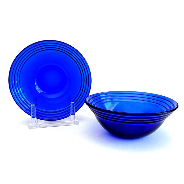 Bormioli Rocco Cobalt Blue Glass Bowls 2 pcs. 5 1/2"  Forum Saphir Fruit Berry Dessert Dish