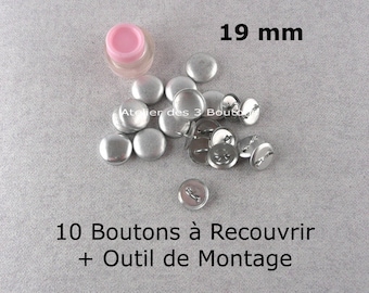 10 Cover Buttons 3/4" (Size 30) with assembly tool