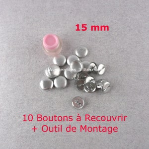 10 Boutons à Recouvrir 15 mm Outil de Montage image 1