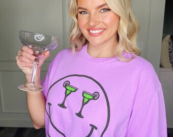 Puff Smiley Margarita Tee, cocktail, drink, margarita, puff, comfort color, tee