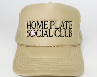 Tan Home Plate Social Club Trucker Hat, Baseball hat, trucker hat