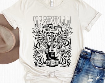 Nashville Music City, Vintage T-Shirt, Unisex Tee Shirt, Rock and Roll, Summer, Tennessee