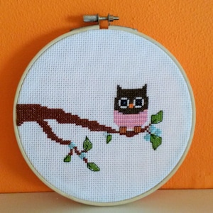 Forest Owl PDF Cross stitch pattern for beginners, level - easy