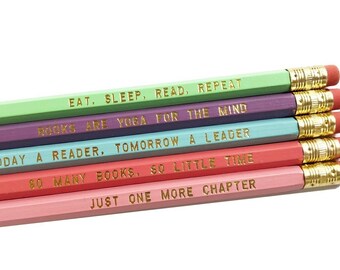 Book Lover Pencil Set- Gift for Book Lovers- Literary Pencils- Back to school Gifts- Gift for teachers- Gift for Writer