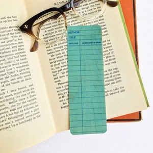 Blue Library Book Card design -Wooden Maple Bookmark- Vintage Library Card- Library Lover Gift- Bookish Gift- Reader Gift- Eco Friendly