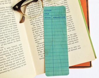 Blue Library Book Card design -Wooden Maple Bookmark- Vintage Library Card- Library Lover Gift- Bookish Gift- Reader Gift- Eco Friendly
