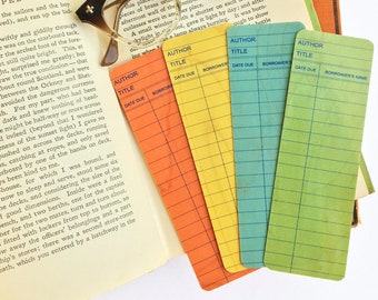 Set van 4 houten bladwijzers bibliotheekkaart - literair cadeau - bibliotheekliefhebbers - vintage bibliotheekkaart - milieuvriendelijk - bibliothecaris - bibliothecaris