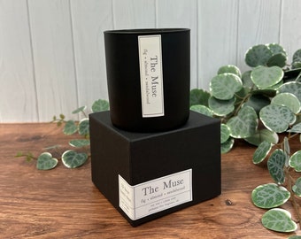 The Muse 11oz Boxed Soy Candle - Fig + Almond + Cedar + Sandalwood - Best Gifts for Writers for Creative Inspiration and Writers Block