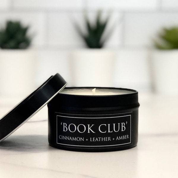 Book Club Soy Candle - Cinnamon + Leather + Amber - Book Lover Candle, Literary Candle, Bookish Gifts, Gift for Literature Lover