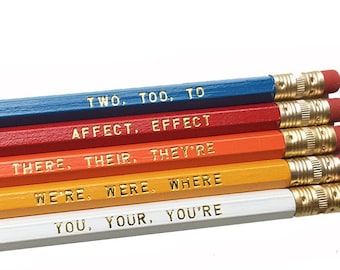 Colorful Grammar Rules Pencil Set for Book Lovers Pencils - Literary Pencils- Educational Pencils - Back to School Gifts- Teacher Classroom