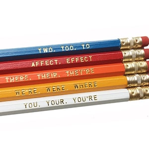 Colorful Grammar Rules Pencil Set for Book Lovers Pencils - Literary Pencils- Educational Pencils - Back to School Gifts- Teacher Classroom