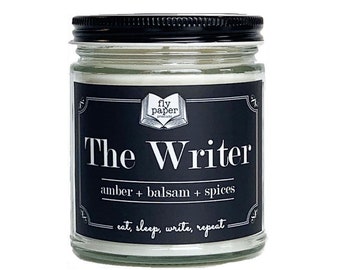 The Writer Soy Candle - Amber + Balsam + Spices - Book Lover Candle - Literary Candle - Writer Inspired- Best Gifts for Authors