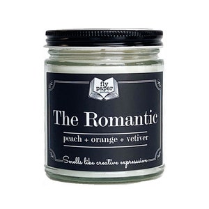 The Romantic Soy Candle - Peach + Orange + Vetiver - Book Lover Candle - Literary Candle - Book Inspired- Valentine