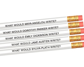 Berühmte Autorin Inspiration Writer Bleistift Set- Maya Angelou - Dorothy Parker - Emily Dickinson - Jane Austen - Sylvia Plath-Writer Gift