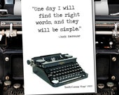 One day I will find the right words and they will be simple. Vintage Typewriter series. Blank Card