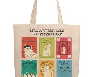 Borsa in cotone biologico Meowsterpieces of Kiterature - Regali letterari