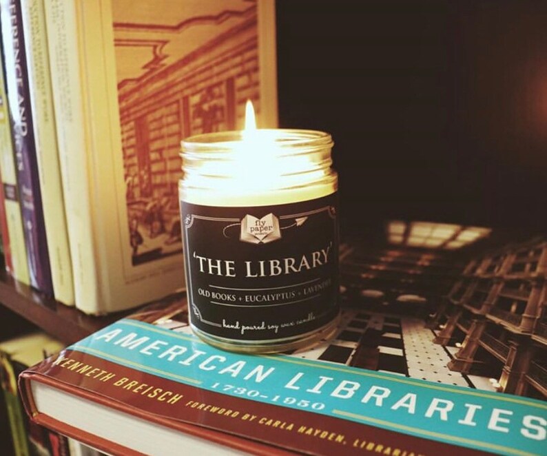 The Library 9oz Soy Candle  Old Books  Eucalyptus  Lavender image 1