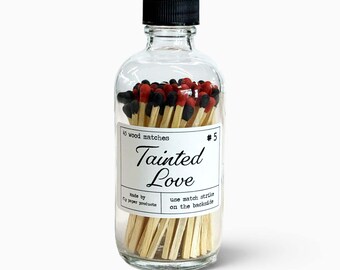 Tainted Love - 45 Black and Red Safety Matches - Apothecary Bottle