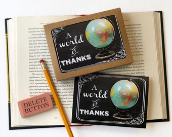 A World of Thanks - Set of 8 Boxed Thank You Cards - Thank You Notes for Teachers, Professors, Tutors