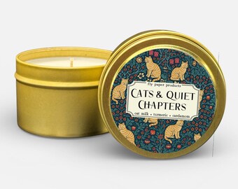 Candela di soia Cats and Quiet Chapters da 4 once - Latte d'avena + curcuma