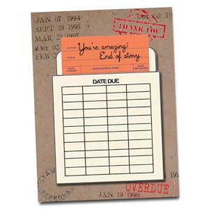 Vous êtes incroyable! Fin de l’histoire. Réservez une carte d’anniversaire thématique avec une carte de livre vintage et une pochette de bibliothèque. - Carte d’anniversaire bookish - Carte de bibliothécaire
