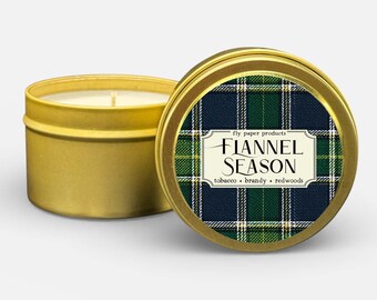 Flannel Season Blue 4oz Candle - Tobacco + Brandy + Redwoods