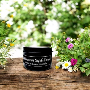 Ein Sommernachtstraum 112 Sojakerzendose - Wisteria + Cypress + Moos - Geschenke für Shakespeare-Liebhaber