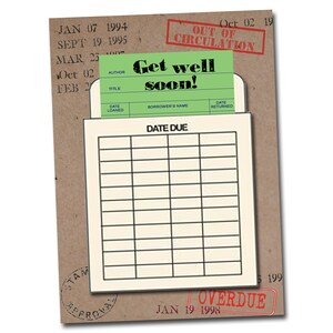 ¡Mejórate pronto! Tarjeta con temática de libros, tarjeta vintage y bolsa de biblioteca. - Tarjeta para sentirte mejor - Bookish - Tarjeta de biblioteca - Tarjeta de lector