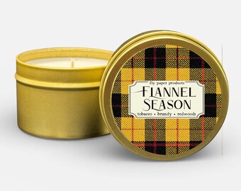 Flannel Season Yellow 4oz Candle - Tobacco + Brandy + Redwoods