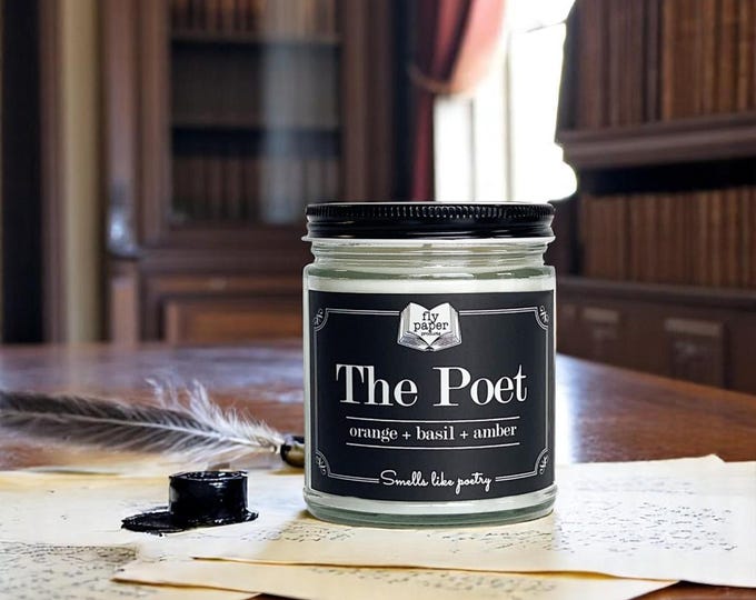 The Poet 9oz Glass Soy Candle - Orange + Basil + Amber