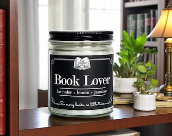 Book Lover 9oz Glass Soy Candle - Lavender + Lemon + Jasmine