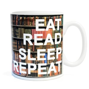 Eat Read Sleep Repeat - Tasse en céramique de 11 onces - Lecteur - Lecture - Bookish- Cadeau pour les amateurs de livres - Cadeau pour lecteur - Coloré - Café et thé