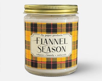 Flannel Season Yellow 9oz Candle - Tobacco + Brandy + Redwoods