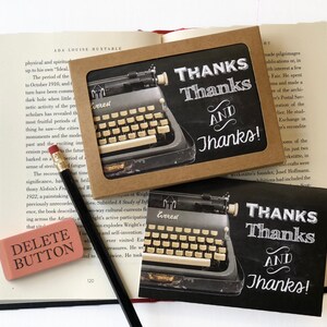 Danke, Danke, Danke - Set mit 8 Box-Dankeskarten - Vintage Schreibmaschinen-Themen - Wertschätzung, Dankbarkeit, Dankeschön