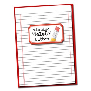 Vintage delete-knop. Verjaardagskaart met grammaticathema. - Vintage - Grammatica Humor - Teacher Card - Writer Card - Hurmor Verjaardagskaart