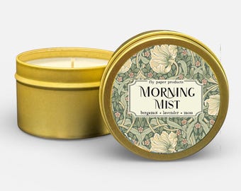 Candela di soia Morning Mist da 4 once - Bergamotto + Lavanda + Muschio