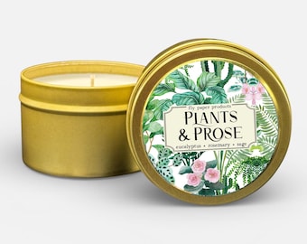 Candela di soia Plants & Prose da 4 once - Eucalipto + Rosmarino + Salvia
