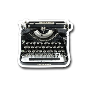 Underwood  Vintage Typewriter- 3&quot; vinyl Sticker Laptop Decal - Water Bottle Sticker - Book Lover Gift - Writer - Writing - Gifts for Readers